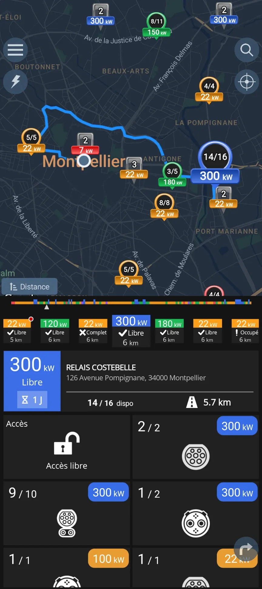 Consulter les points de recharge électrique.