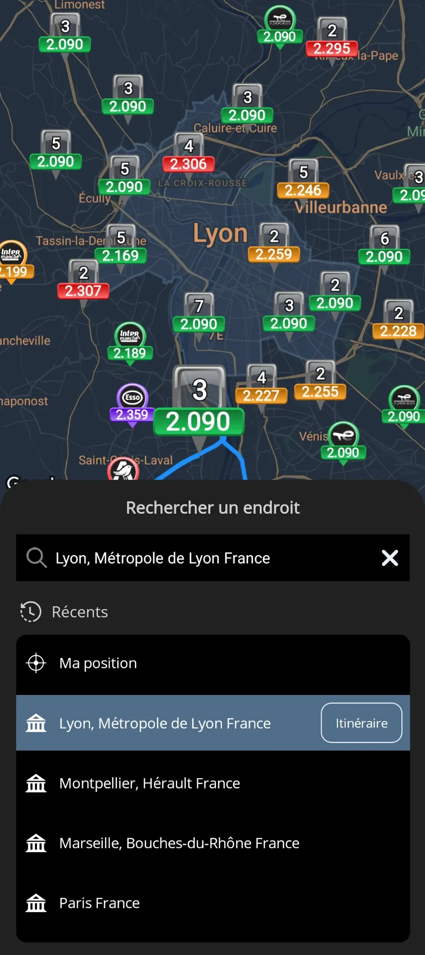 Recherche d'un lieu précis.