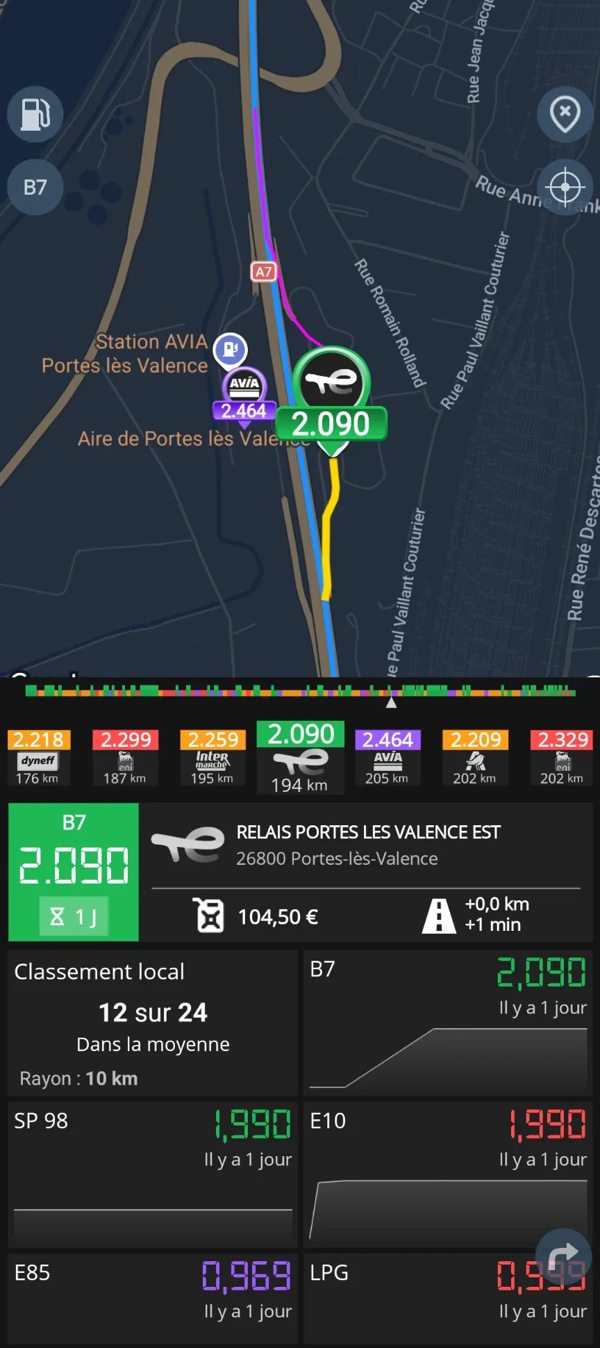 Détour pour rejoindre une station.